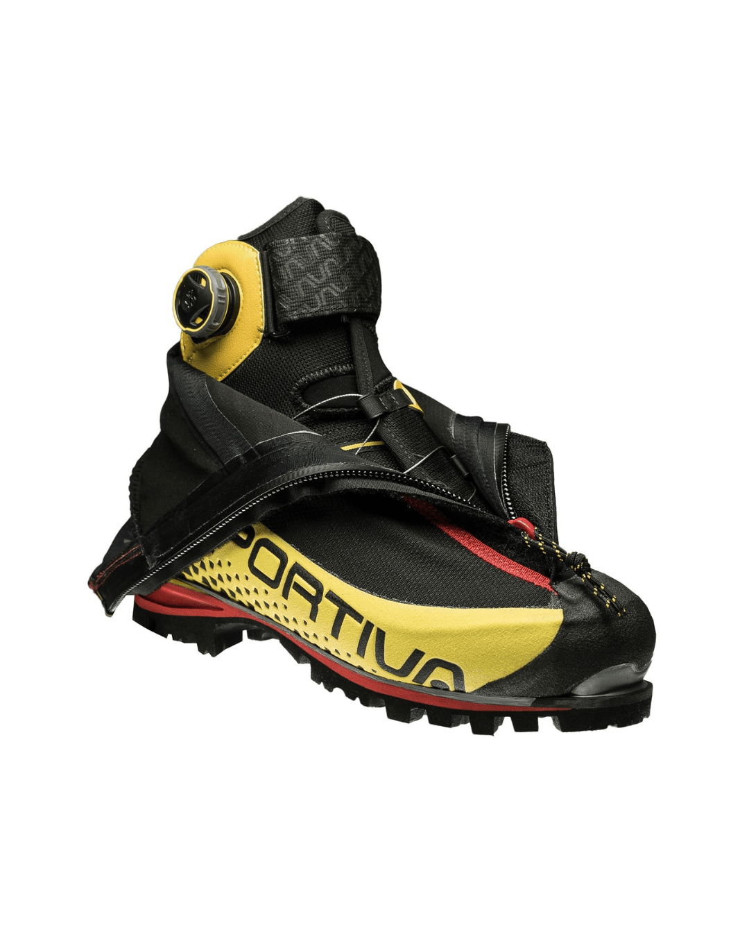 LaSportivaG53 side angle of boot showing the zip up feature